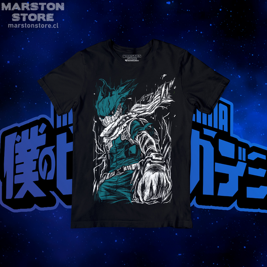 Polera negra de Boku no Hero Academia (My Hero Academia) con Izuku Midoriya en diseño Vigilante