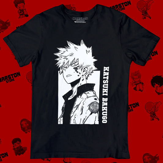 Polera negra de Boku no Hero Academia (My Hero Academia) con Katsuki Bakugo