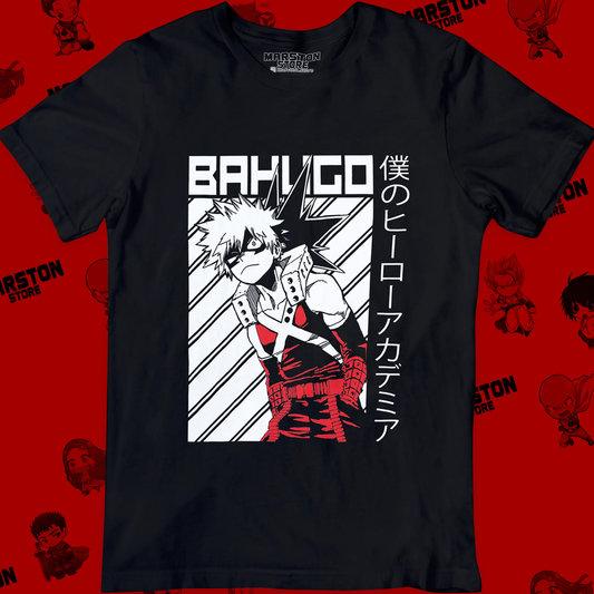 Polera negra de Boku no Hero Academia (My Hero Academia) con Katsuki Bakugo