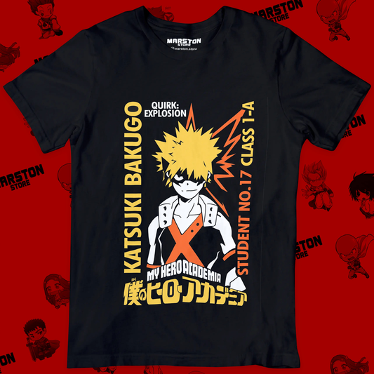 Polera negra de Boku no Hero Academia (My Hero Academia) con Katsuki Bakugo
