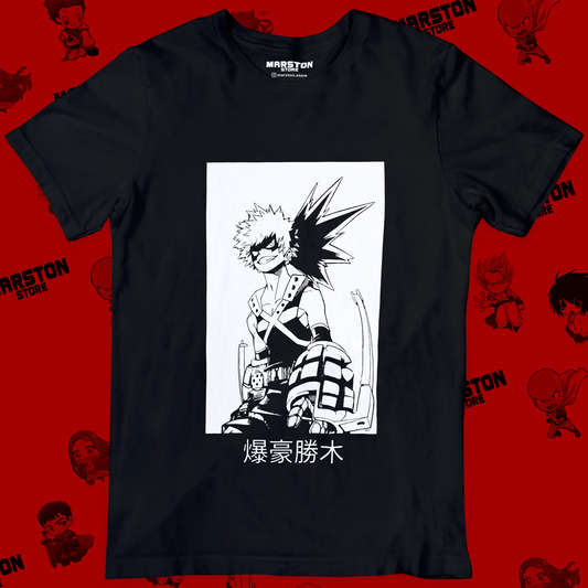 Polera negra de Boku no Hero Academia (My Hero Academia) con Katsuki Bakugo