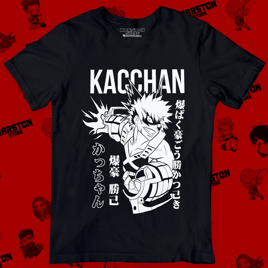 Polera negra de Boku no Hero Academia (My Hero Academia) con Katsuki Bakugo