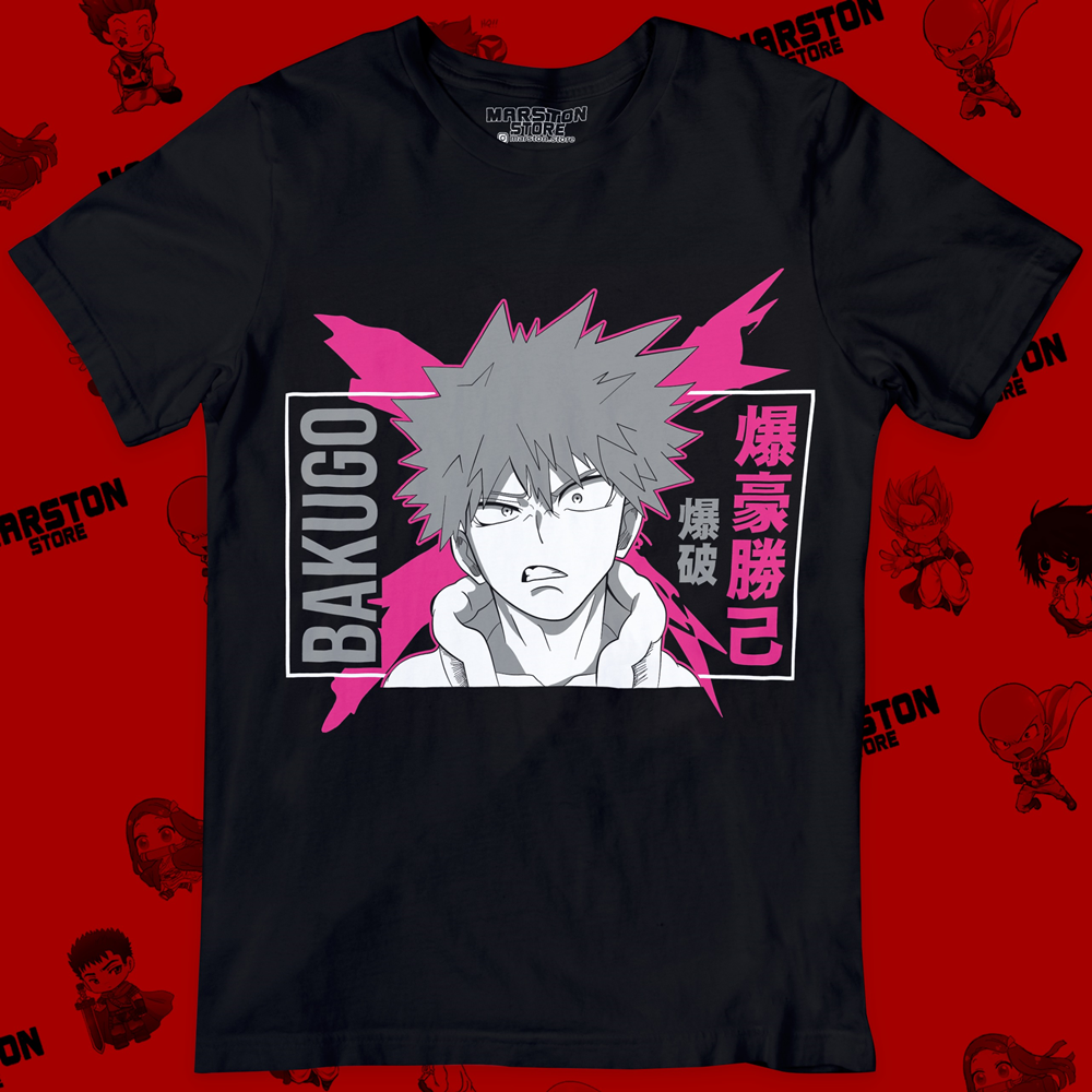 Polera negra de Boku no Hero Academia (My Hero Academia) con Katsuki Bakugo