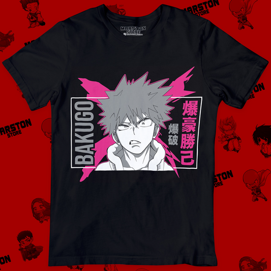Polera negra de Boku no Hero Academia (My Hero Academia) con Katsuki Bakugo