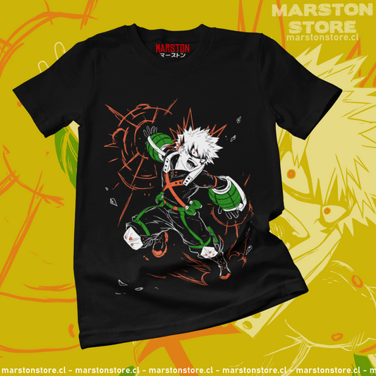 Polera negra de Boku no Hero Academia (My Hero Academia) con Katsuki Bakugo