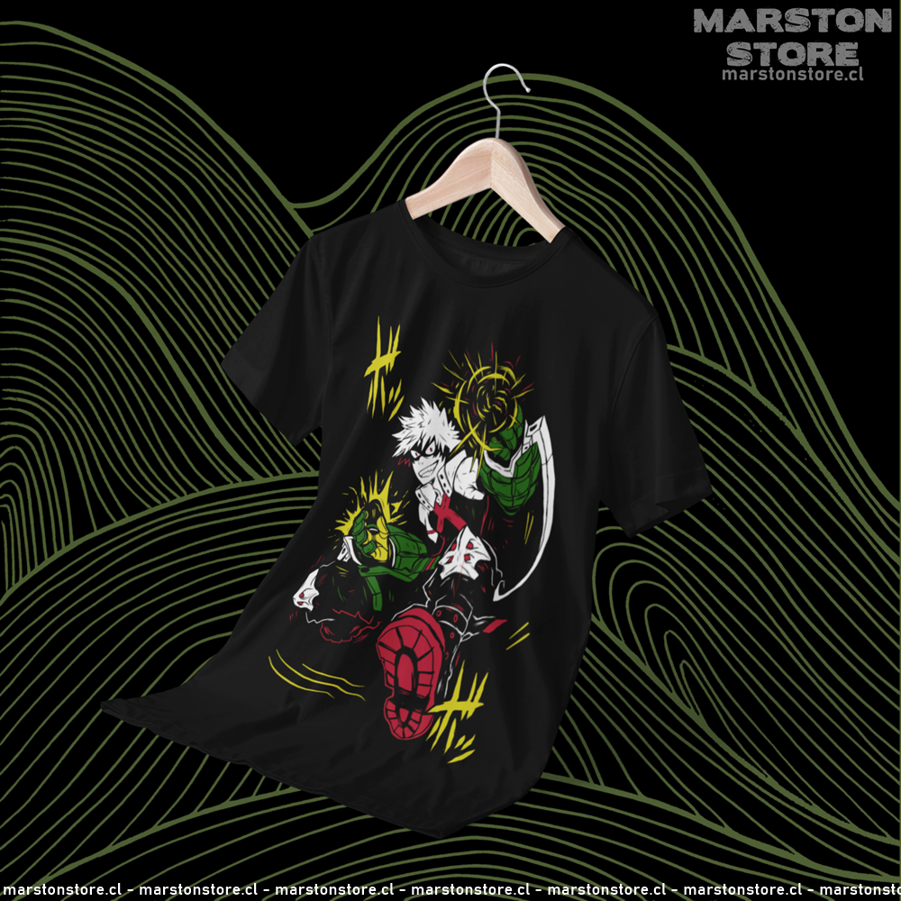 Polera negra de Boku no Hero Academia (My Hero Academia) con Katsuki Bakugo