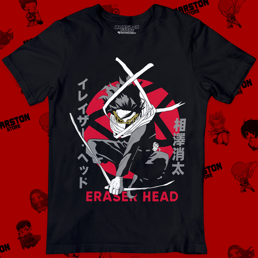 Polera negra de Boku no Hero Academia (My Hero Academia) con Shota Aizawa (Eraser Head)