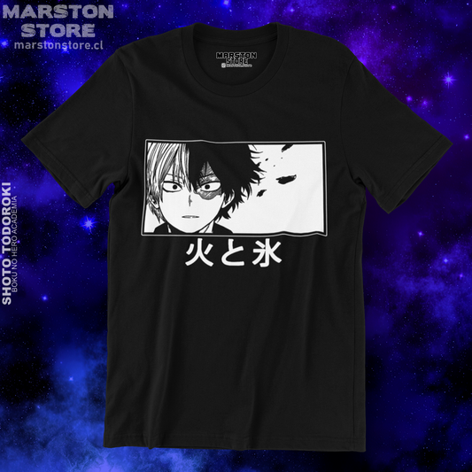 Polera negra de Boku no Hero Academia (My Hero Academia) con Shoto Todoroki