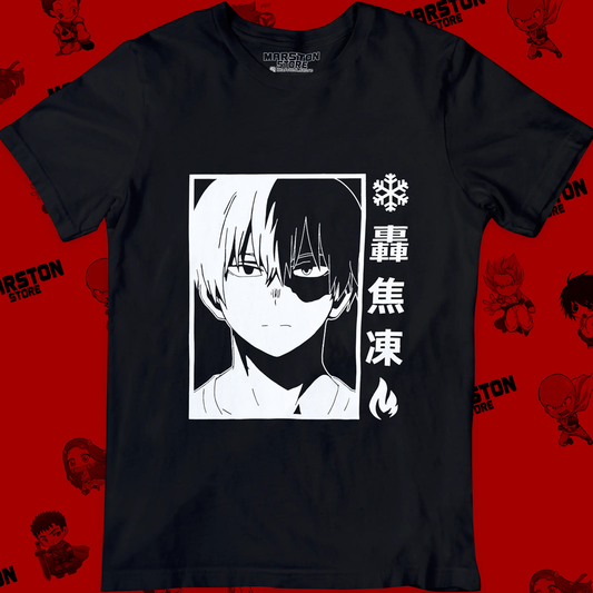 Polera negra de Boku no Hero Academia (My Hero Academia) con Shoto Todoroki