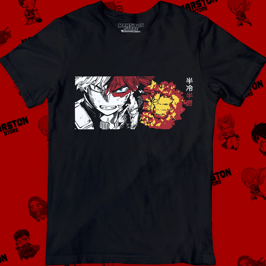 Polera negra de Boku no Hero Academia (My Hero Academia) con Shoto Todoroki