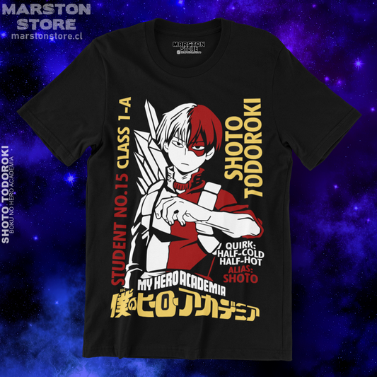 Polera negra de Boku no Hero Academia (My Hero Academia) con Shoto Todoroki