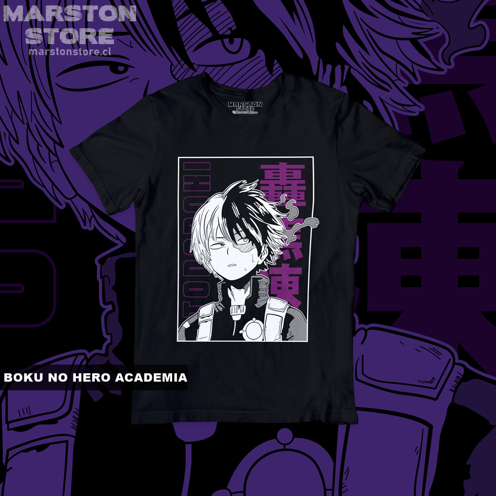Polera negra de Boku no Hero Academia (My Hero Academia) con Shoto Todoroki