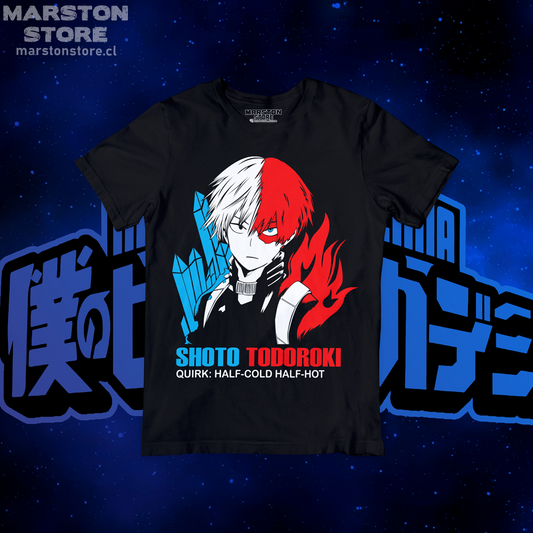 Polera negra de Boku no Hero Academia (My Hero Academia) con Shoto Todoroki