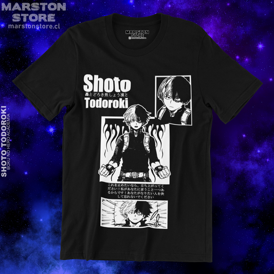 Polera negra de Boku no Hero Academia (My Hero Academia) con Shoto Todoroki