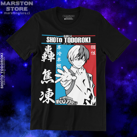 Polera negra de Boku no Hero Academia (My Hero Academia) con Shoto Todoroki