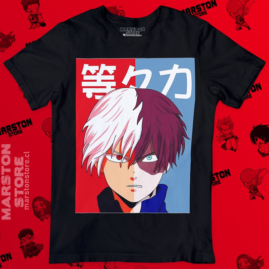 Polera negra de Boku no Hero Academia (My Hero Academia) con Shoto Todoroki