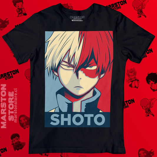 Polera negra de Boku no Hero Academia (My Hero Academia) con Shoto Todoroki