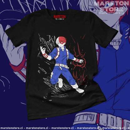Polera negra de Boku no Hero Academia (My Hero Academia) con Shoto Todoroki