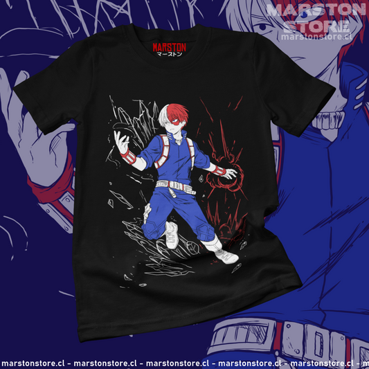 Polera negra de Boku no Hero Academia (My Hero Academia) con Shoto Todoroki