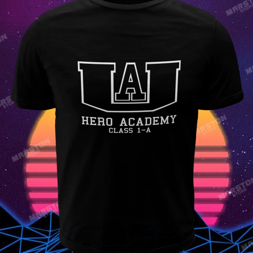 Polera negra de Boku no Hero Academia (My Hero Academia) con diseño de U.A.