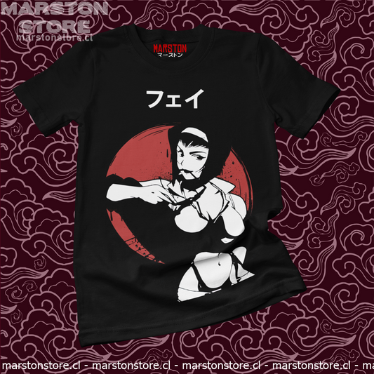 Polera negra de Cowboy Bebop con Faye Valentine