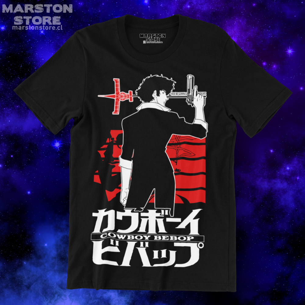 Polera negra de Cowboy Bebop con Spike Spiegel