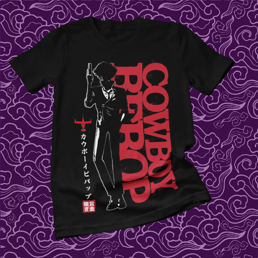 Polera negra de Cowboy Bebop con Spike Spiegel