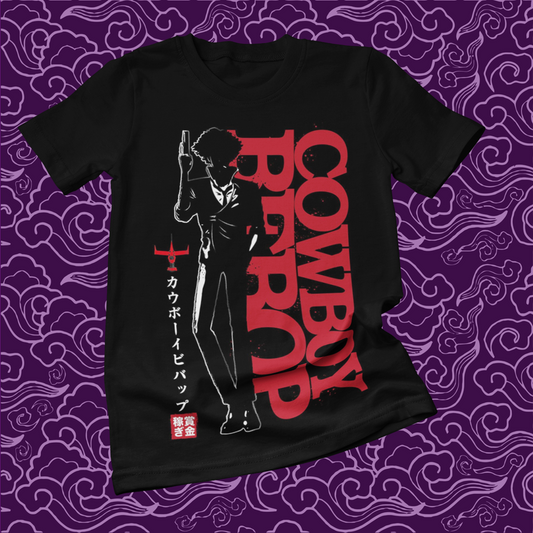 Polera negra de Cowboy Bebop con Spike Spiegel