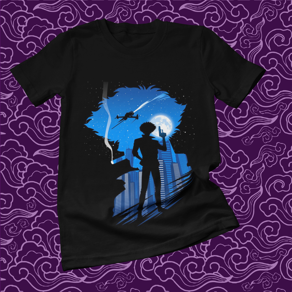 Polera negra de Cowboy Bebop con Spike Spiegel