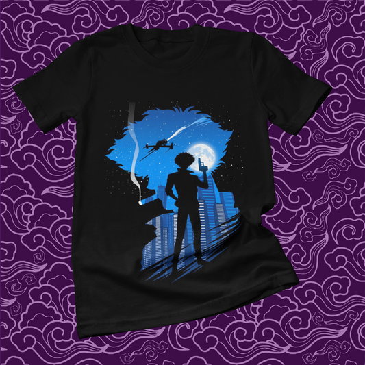 Polera negra de Cowboy Bebop con Spike Spiegel