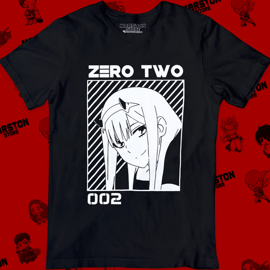 Polera negra de Darling in the Franxx con Zero Two