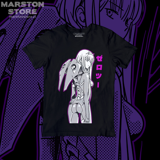 Polera negra de Darling in the Franxx con Zero Two