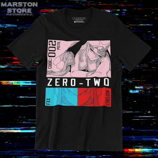 Polera negra de Darling in the Franxx con Zero Two