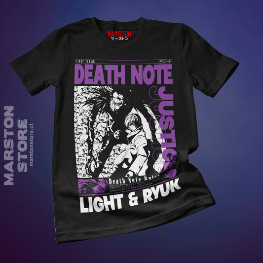 Polera negra de Death Note con Light Yagami y Ryuk