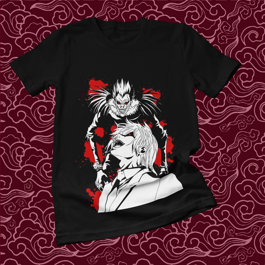 Polera negra de Death Note con Ryuk y Light Yagami