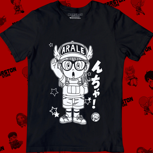 Polera negra de Dr. Slump con Arale Norimaki