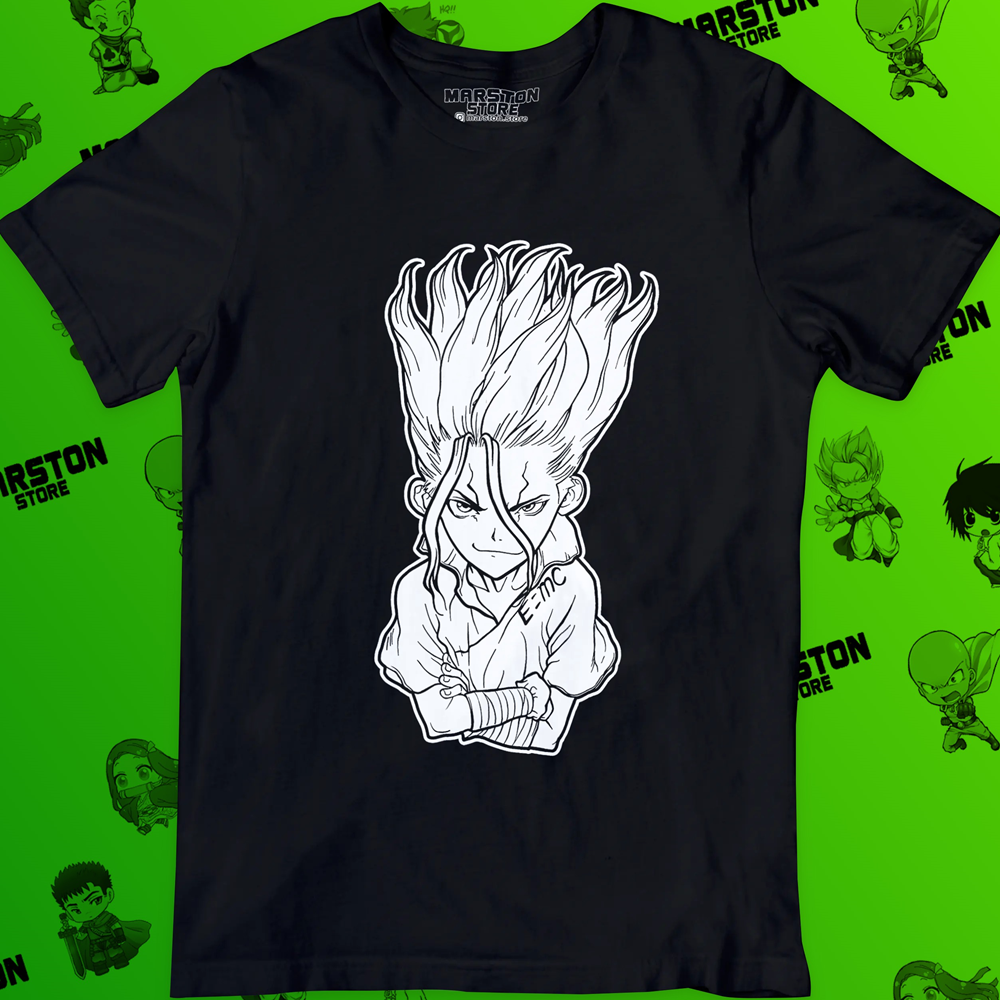 Polera negra de Dr. Stone