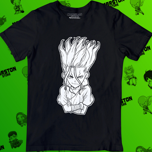 Polera negra de Dr. Stone