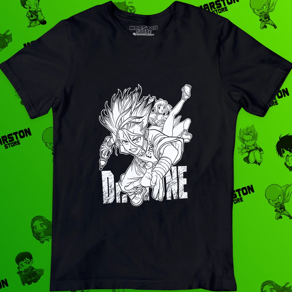 Polera negra de Dr. Stone