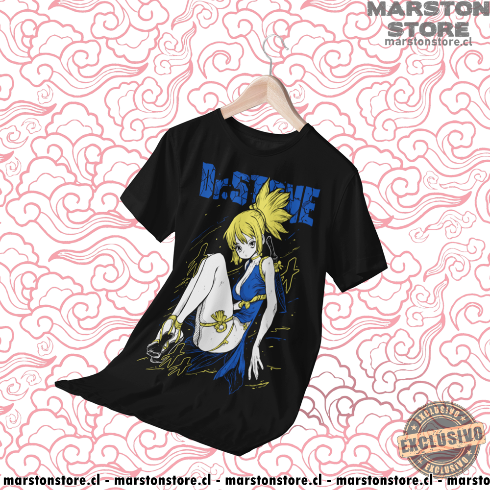 Polera negra de Dr. Stone con Kohaku