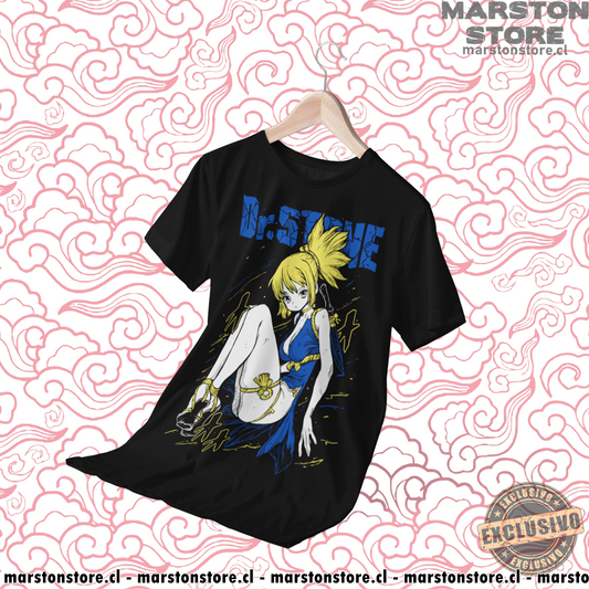 Polera negra de Dr. Stone con Kohaku