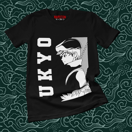 Polera negra de Dr. Stone con Ukyo Saionji