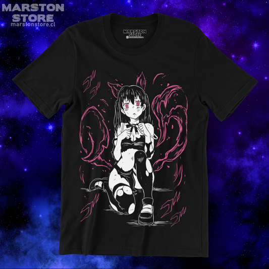 Polera negra de Fire Force con Tamaki Kotatsu