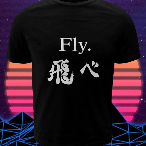 Polera negra de Haikyuu!! con diseño Fly