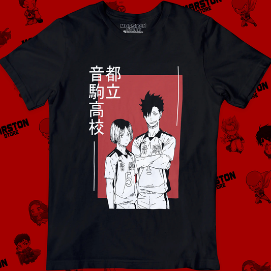 Polera negra de Haikyuu!! con Kenma Kozume y Tetsuro Kuroo