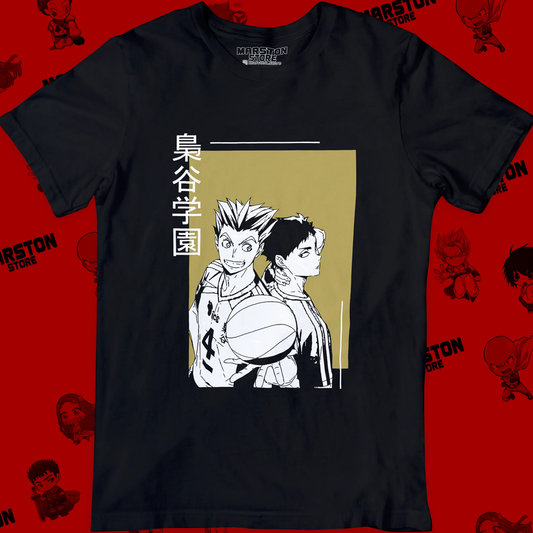 Polera negra de Haikyuu!! con Kotaro Bokuto y Keiji Akaashi