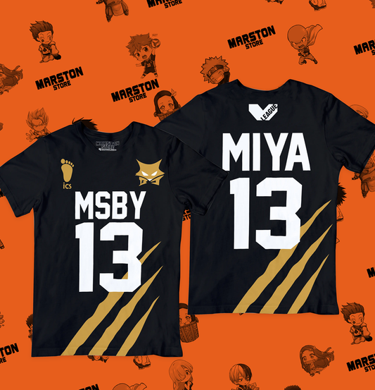 Polera negra de Haikyuu!! de MSBY Black Jackals con Atsumu Miya
