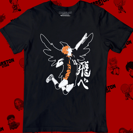 Polera negra de Haikyuu!! con Shoyo Hinata