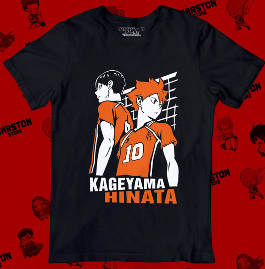 Polera negra de Haikyuu!! con Shoyo Hinata y Tobio Kageyama