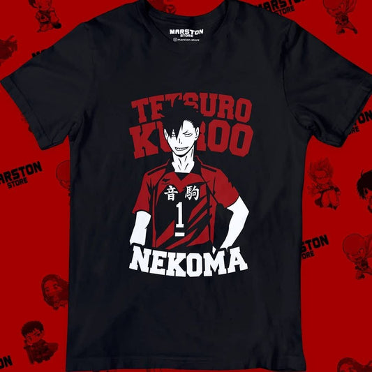 Polera negra de Haikyuu!! con Tetsuro Kuroo
